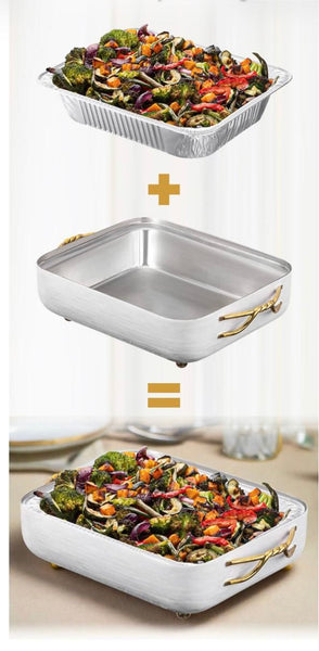 Decorizer Pan Ivory Enamel With Gold Handles 9x13