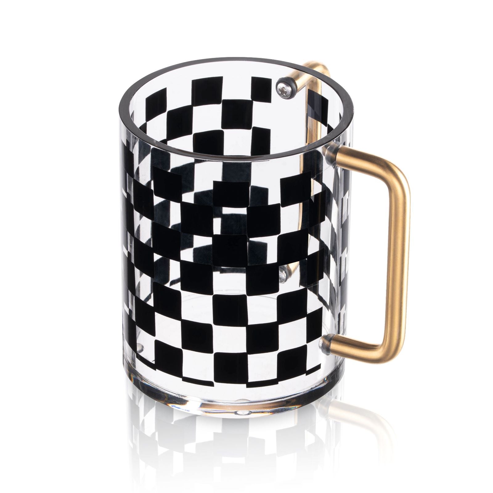 Lucite Washing Cup Onyx Collection Gold Handles