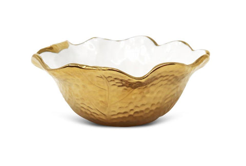 Bone China Dip/Nut Bowl With Gold Scalloped Edge
