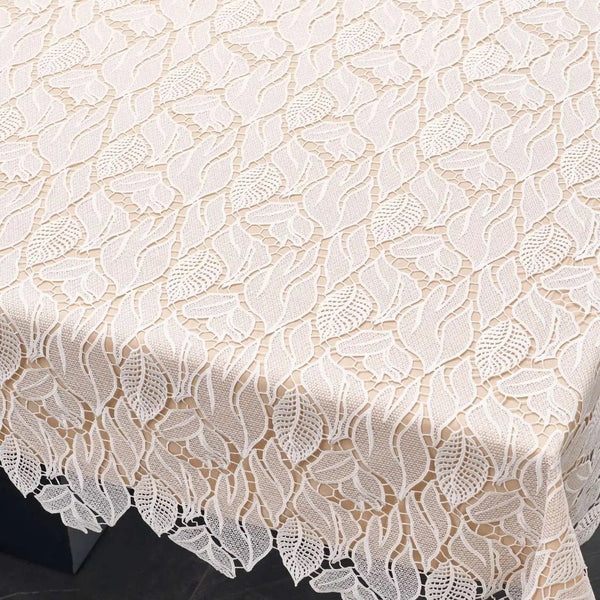White Lace Leaf Tablecloth