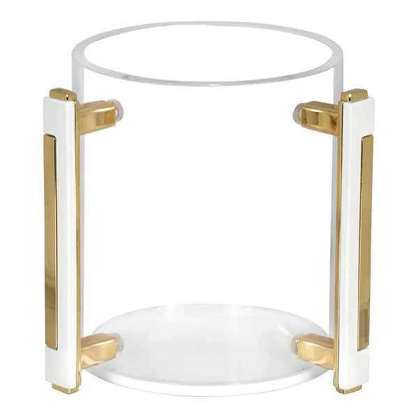 Lucite Washing Cup With Gold/White/Black Handles