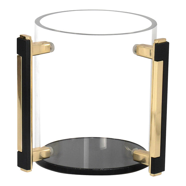 Lucite Washing Cup With Gold/White/Black Handles