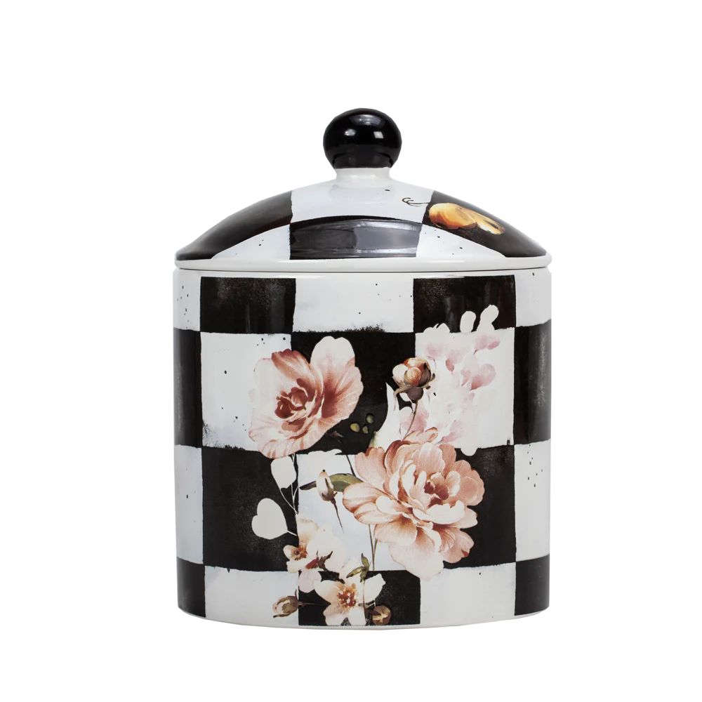 Porcelain Black/White Checkered Jar