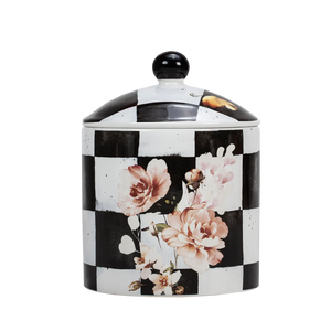 Porcelain Black/White Checkered Jar