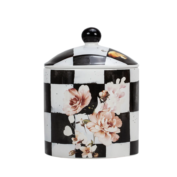 Porcelain Black/White Checkered Jar