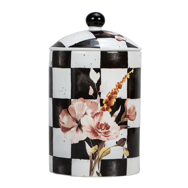 Porcelain Black/White Checkered Jar