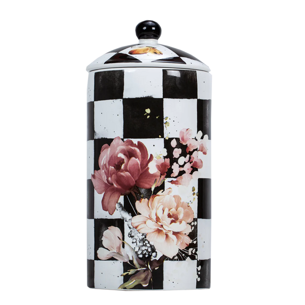 Porcelain Black/White Checkered Jar