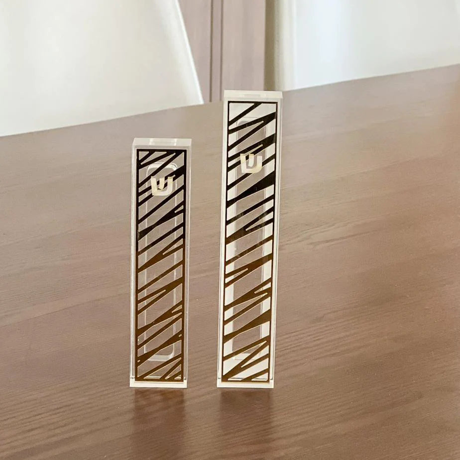 Lucite & Laser Cut Mezuzah Case GOLD