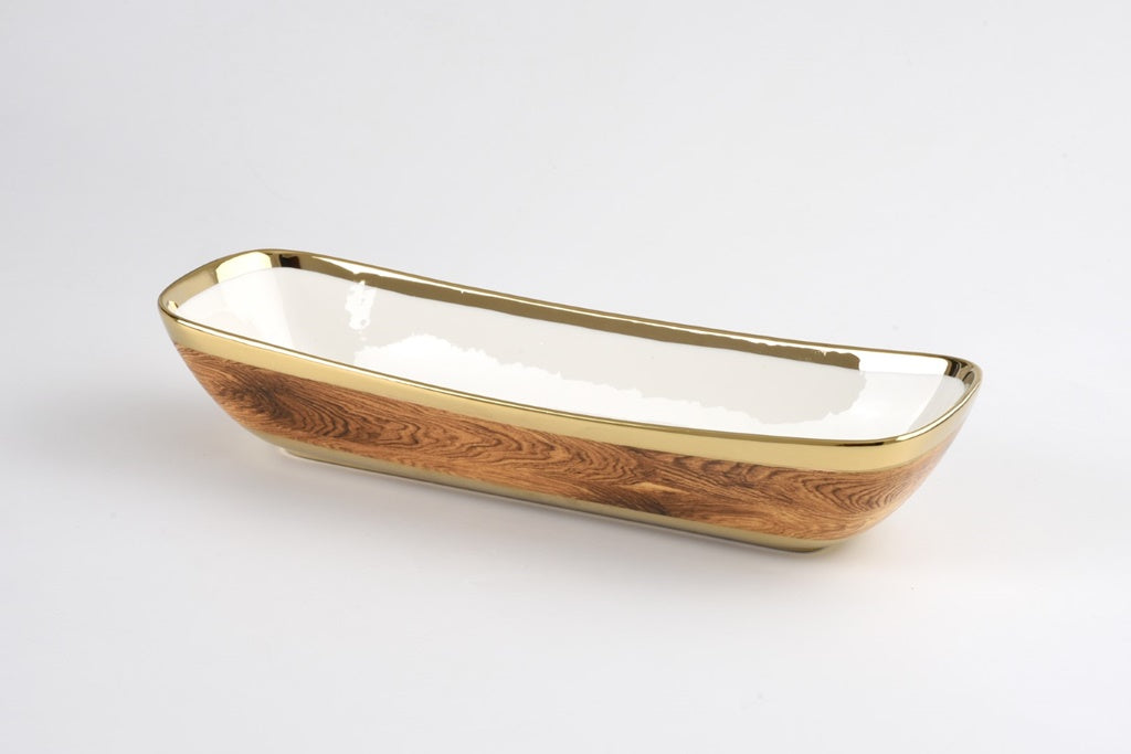 Deep Long Wood Design Serving Dish