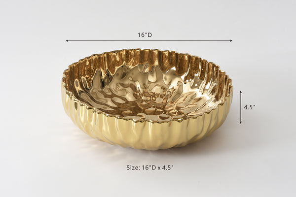 Ceramic Gold Extra Large Shallow Bowl