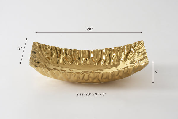 Large Ceramic Gold Rectangular Centerpiece