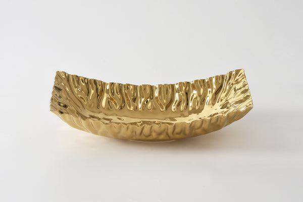 Large Ceramic Gold Rectangular Centerpiece