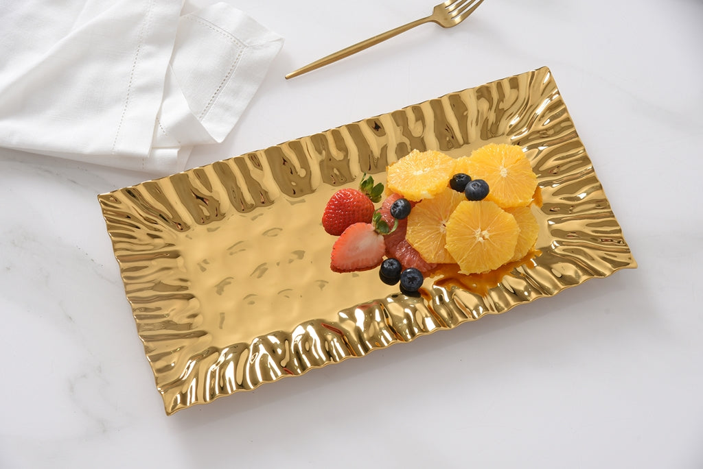 CERAMIC GOLD RECTANGULAR TRAY