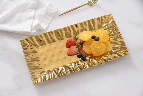 CERAMIC GOLD RECTANGULAR TRAY