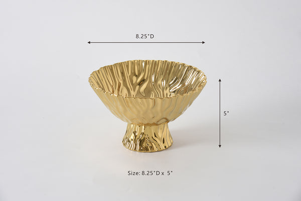 Ceramic Gold Medium Footed Bowl