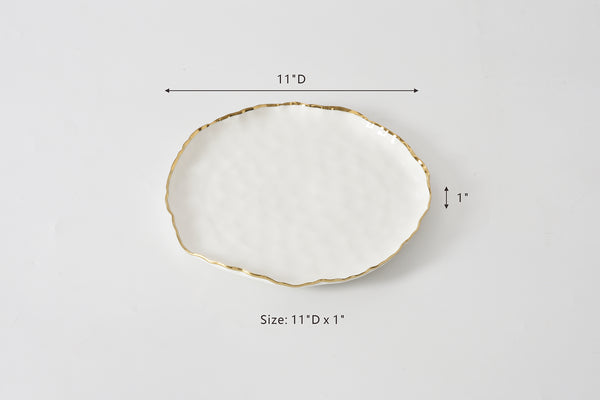 Ceramic Round Platter With Gold Rim