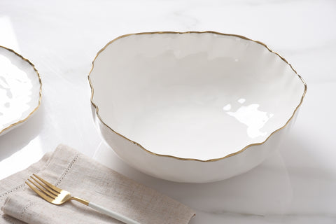 Ceramic Bowl With Gold Rim