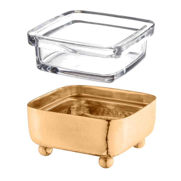 Square Dip Holder With Glass Insert