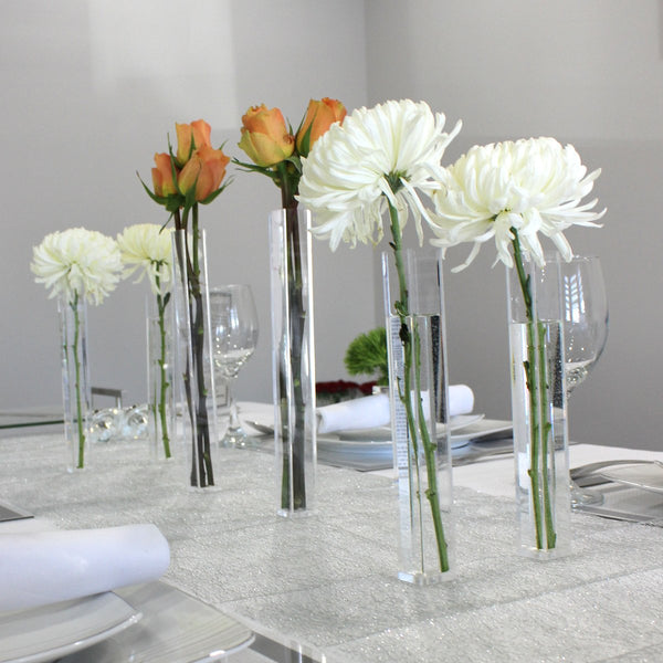 Lucite Magnetic Bud/Flower Vase Set Of 5