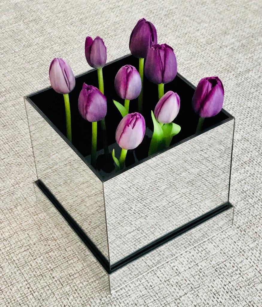 Mirror lucite Flower Box 9 holes