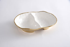 Ceramic Two Section Bowl White/Gold