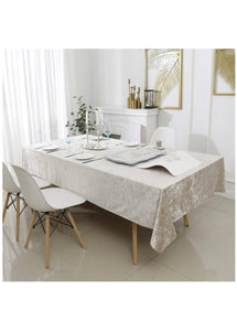 Crushed Velvet Tablecloth Beige