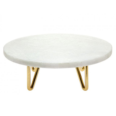 Marble Cake Plate On Gold Stand