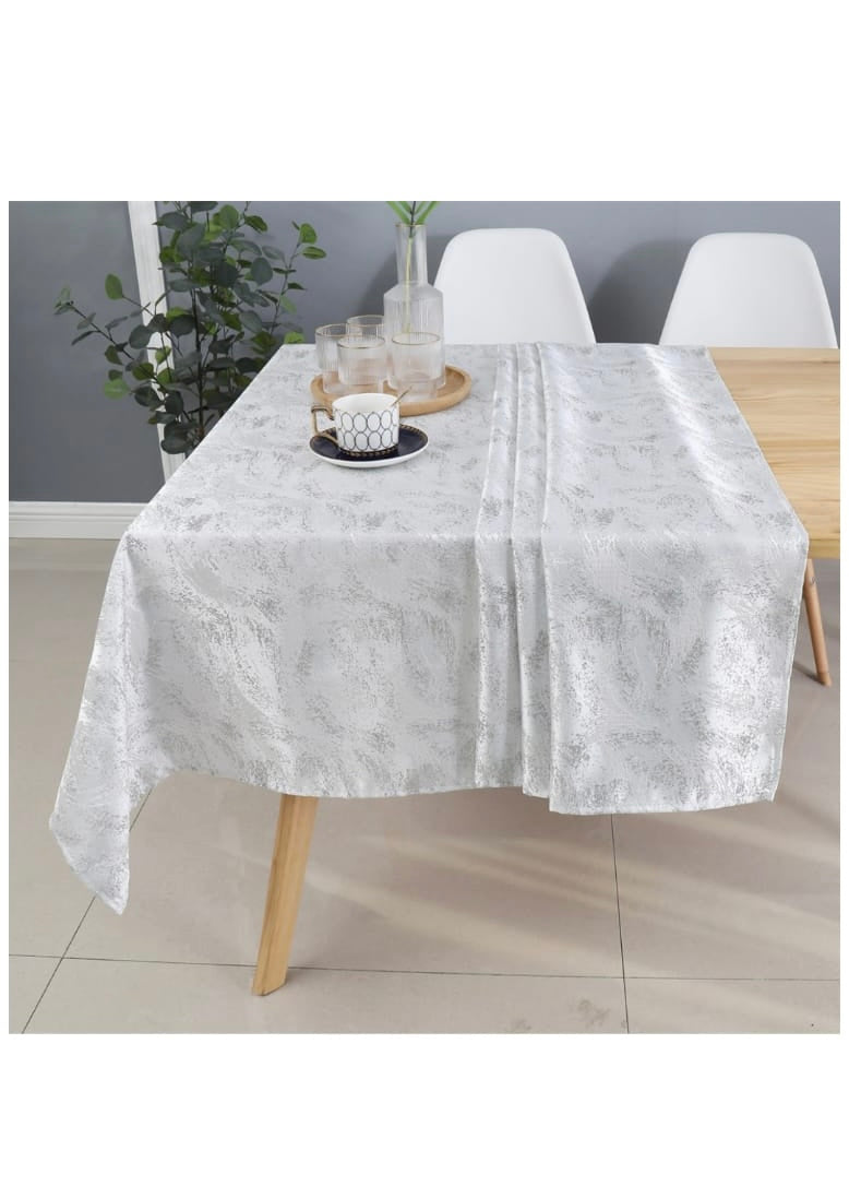 Tablecloth White/Silver Jacquard Cloud