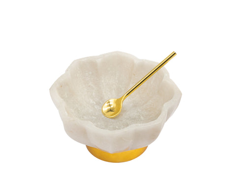 Marble Spice Dish W/ Spoon
