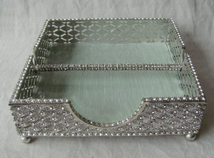 Napkin holder with Crystals Silver