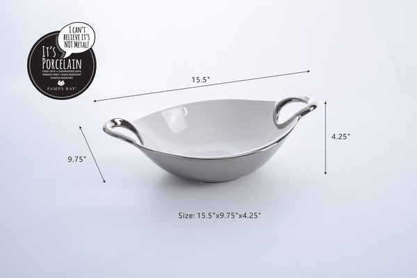 White Ceramic Bowl With handles