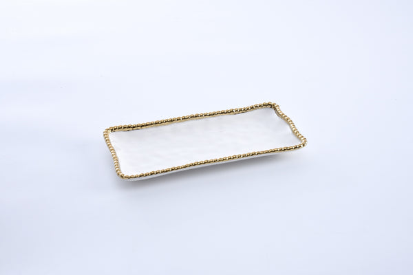 Ceramic Small Rectangular Tray Beaded