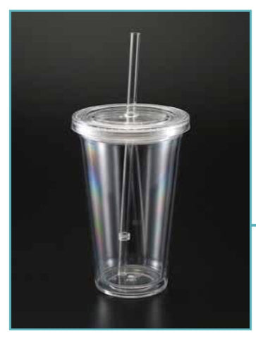 Acrylic Double Wall Travel Cup with Straw