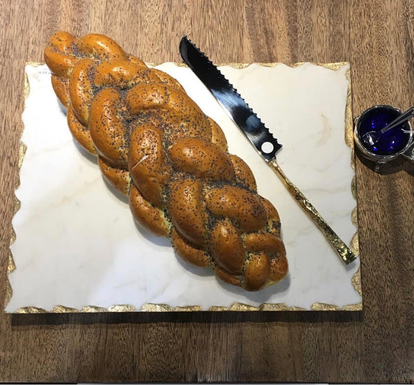 White Marble Challah Board