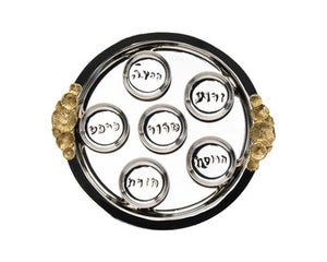 Mayfair Seder Plate With Gold Handles