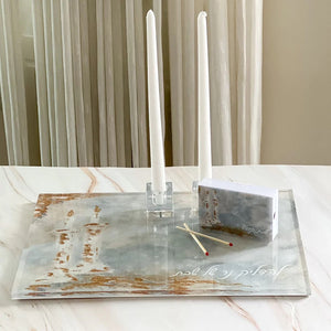 Glass Painted Hadlakat Neirot Tray