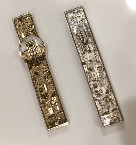 Acrylic Mezuzah Gold Jerusalem