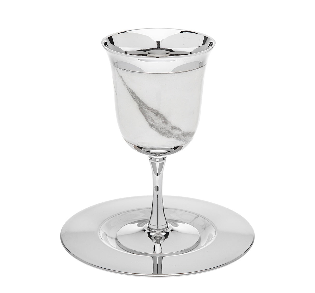 Marble Look Kiddish Cup With Plate