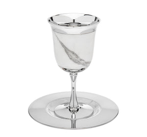 Marble Look Kiddish Cup With Plate