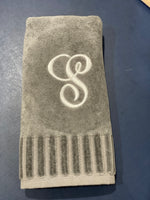 Finger Towel Grey W/ White Initial