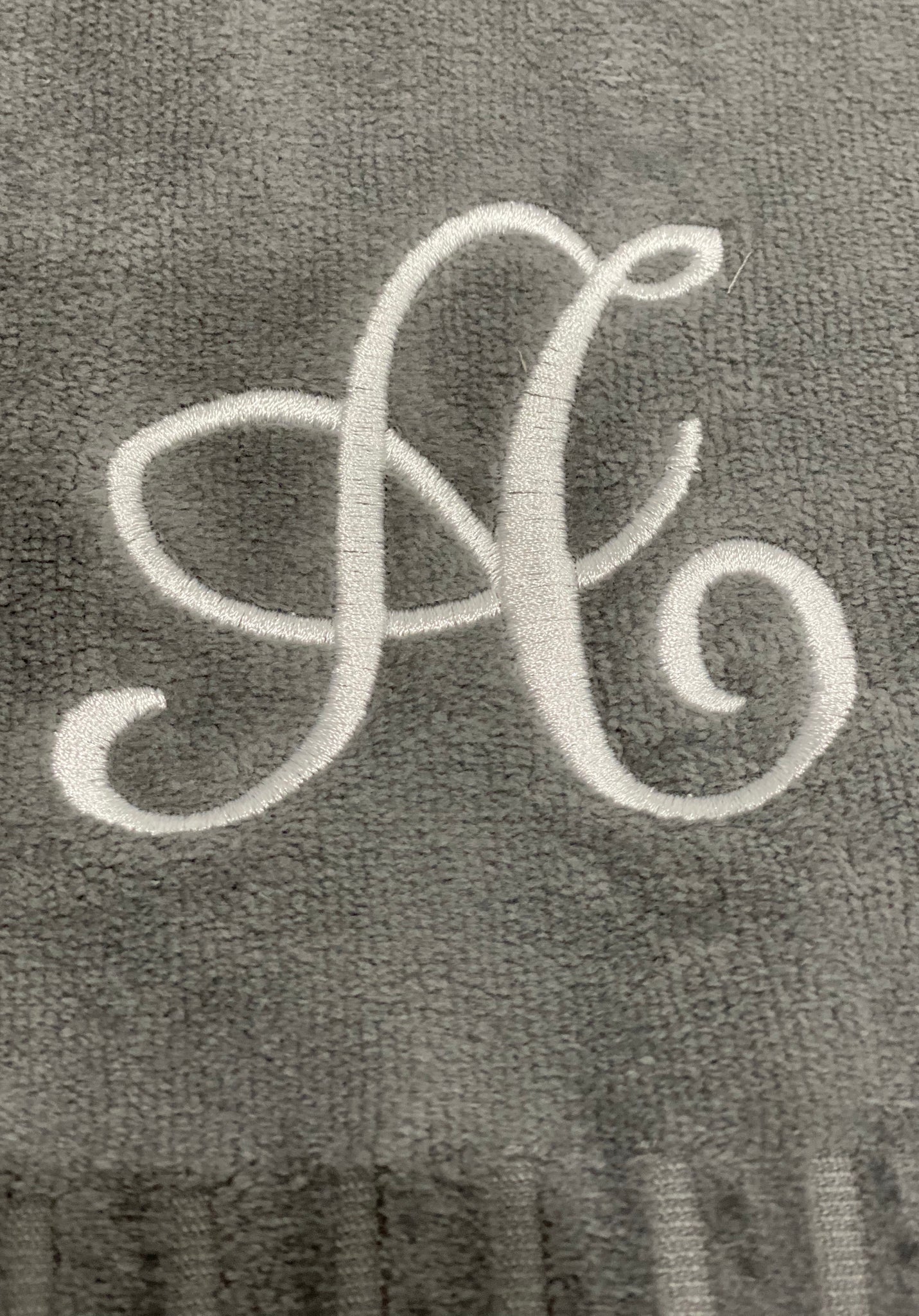 Finger Towel Grey W/ White Initial
