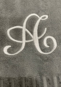 Finger Towel Grey W/ White Initial