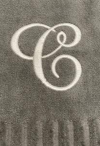 Finger Towel Grey W/ White Initial