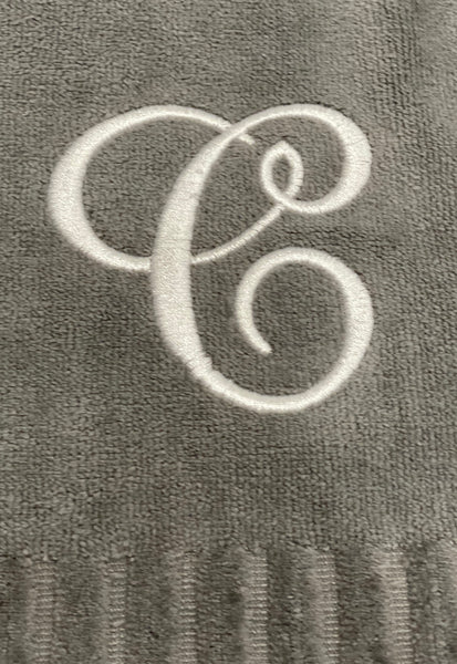 Finger Towel Grey W/ White Initial