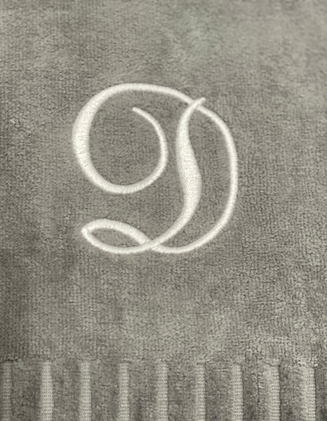 Finger Towel Grey W/ White Initial