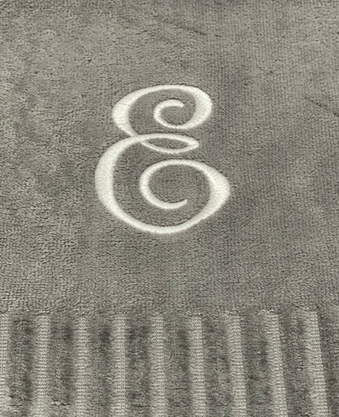 Finger Towel Grey W/ White Initial