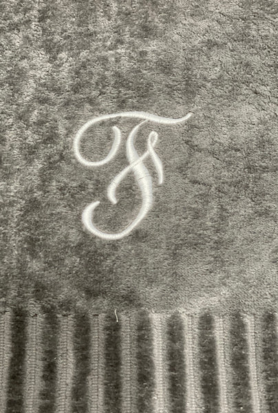 Finger Towel Grey W/ White Initial