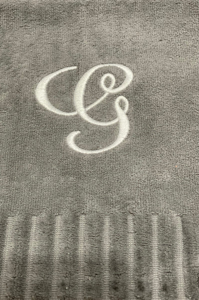Finger Towel Grey W/ White Initial