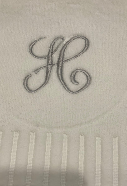 Finger Towel white W/Silver Or Gold  Initial