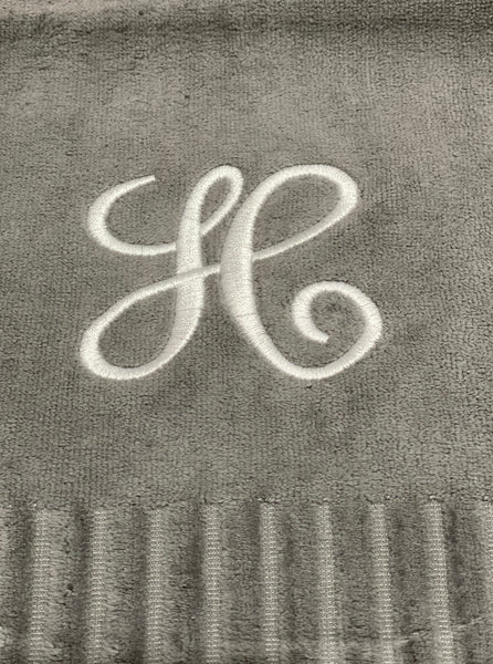 Finger Towel Grey W/ White Initial
